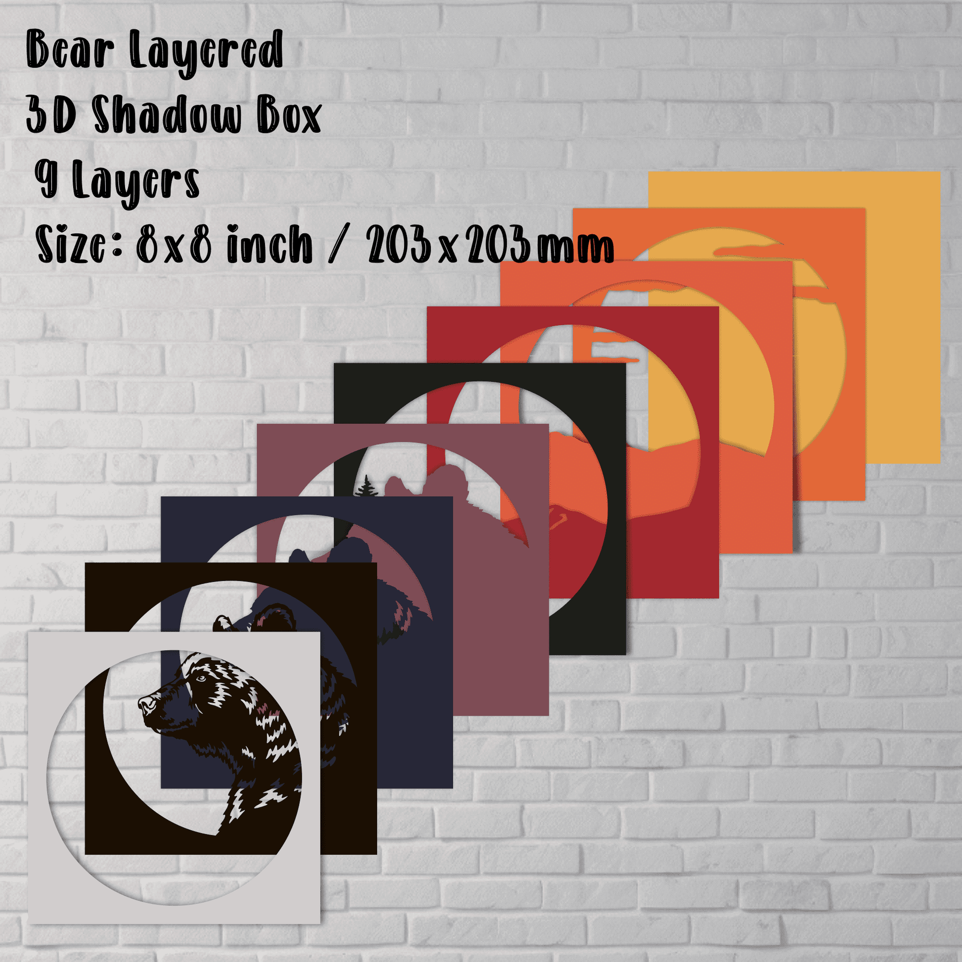 3D Bear Shadow Box Templates, Svg for Cricut, Dxf for Laser cut, Silhouette, Bear Multilayer - Cut Files Shop