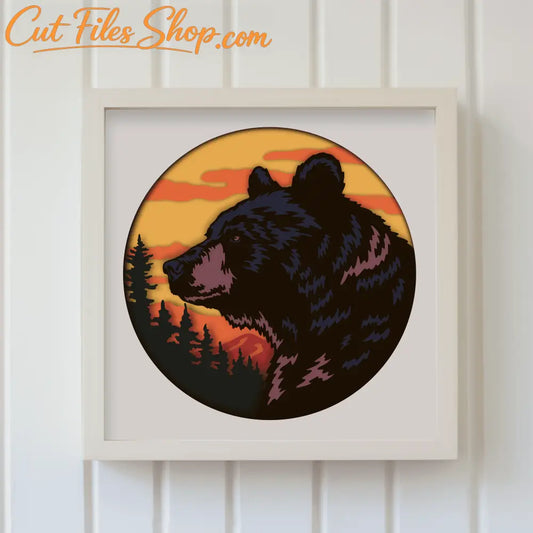 3D Bear Shadow Box Templates, Svg for Cricut, Dxf for Laser cut, Silhouette, Bear Multilayer - Cut Files Shop