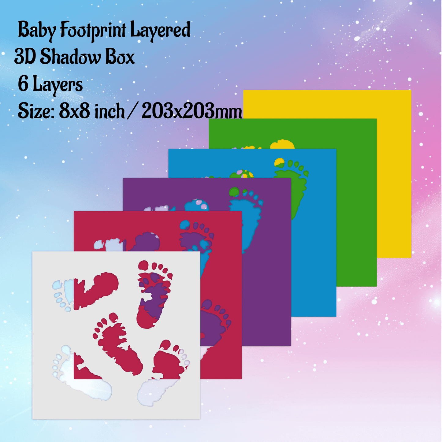 3D Layered Baby Footprint Svg for Cricut, 3D Shadow Box Template, Multilayer, Dxf for Silhouette, Laser Cut - Cut Files Shop