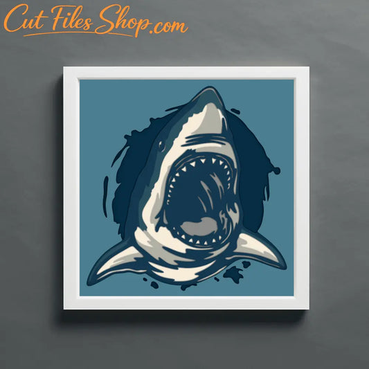 3D Layered Shark Shadow Box Template, SVG for Cricut, DXF for Silhouette, Papercut Home Decor, Multilayer SVG - Cut Files Shop