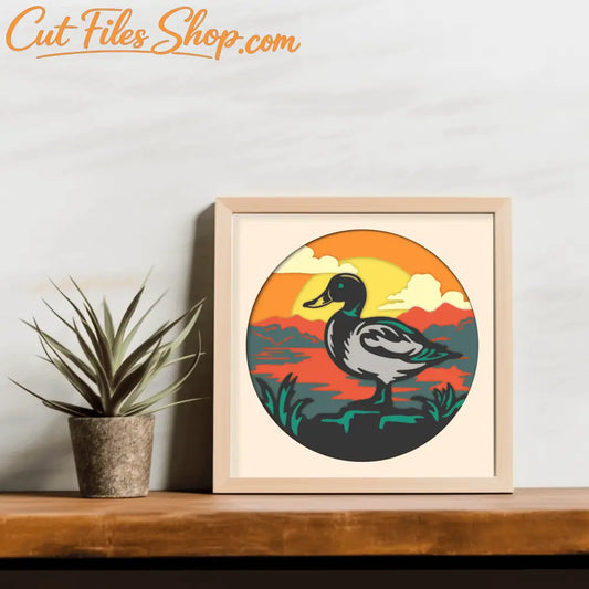 3D Mallard Shadow Box Svg, 3D layered Svg cut files, Papercut Art, Multilayer Svg, 3D Bird dxf for Silhouette - Cut Files Shop