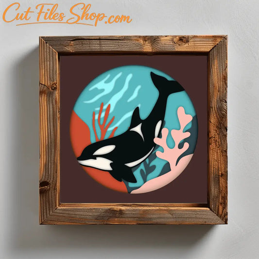 3D Orca Shadow Box Templates, Layered svg files for Cricut, Silhouette Dxf, Multilayer, Laser cut - Cut Files Shop