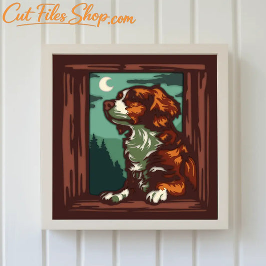 3D Peeking Dog Shadow Box Template, Layered Svg for Cricut, Dxf for Silhouette