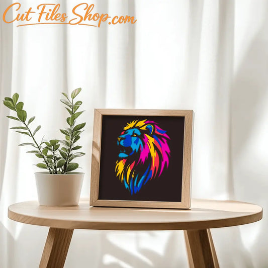 Modern abstract lion paper cut design for Cricut