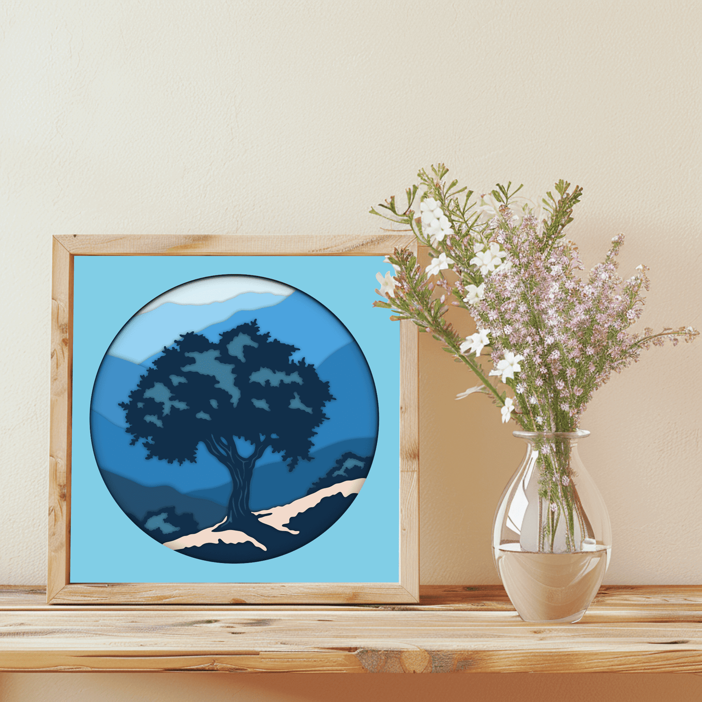 3D Tree on mountain Shadow Box Layered SVG, Multilayer Papercut, Cut files for Cricut, Silhouette - Cut Files Shop