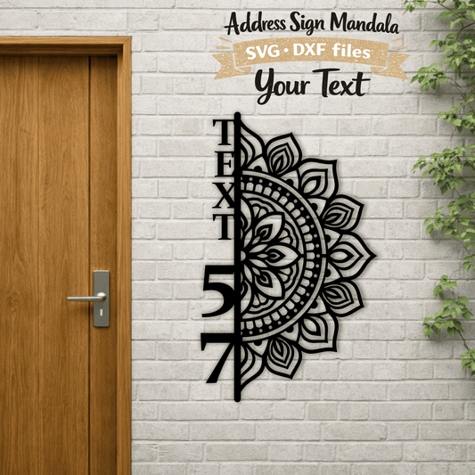 mandala address sign cnc laser cut