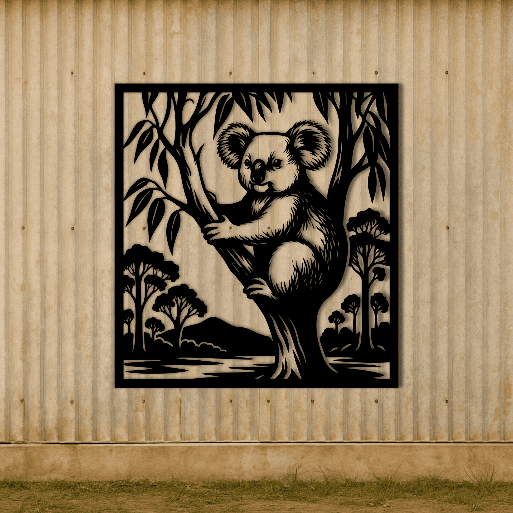 Koala on tree branch – laser-ready SVG illustration