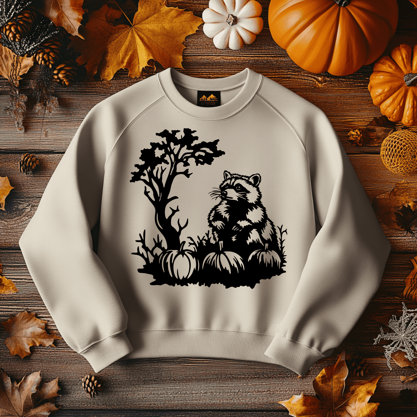 Raccoon Autumn SVG, EPS Files for Cricut & Silhouette, DXF for CNC Laser, Sublimation T-Shirt Design