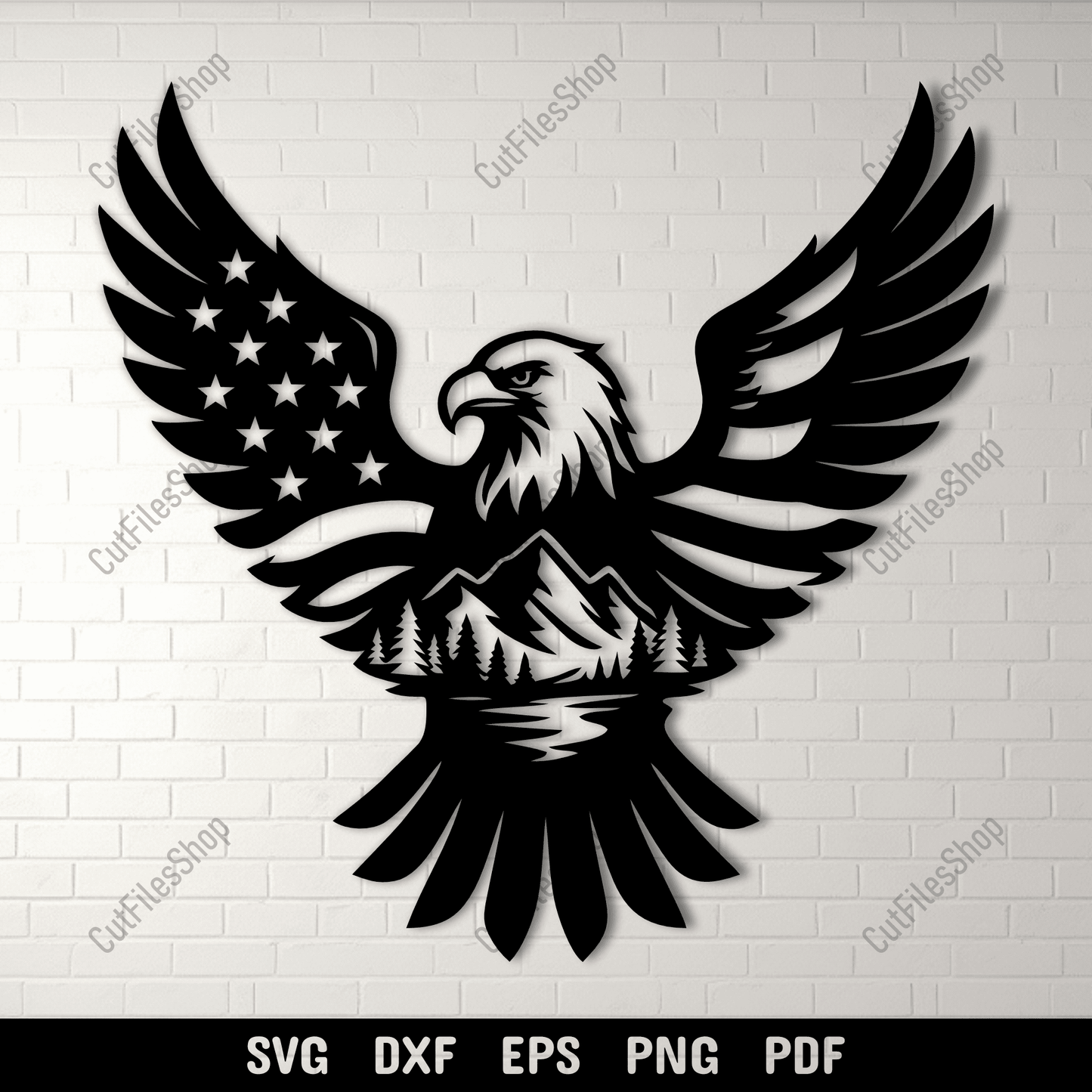 Eagle mountain flag SVG DXF PNG for CNC laser cutting