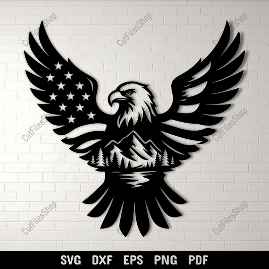 Eagle mountain flag SVG DXF PNG for CNC laser cutting