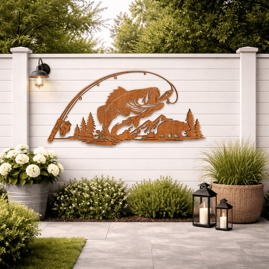 Bass fishing SVG for CNC plasma cutting
Custom fishing sign DXF file for laser cutting