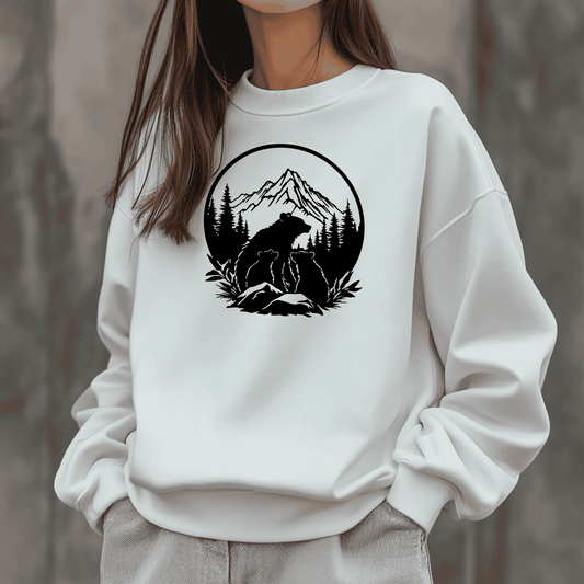 Nature Scene DXF for Laser & CNC Projects, Bear Family Sweatshirt Design