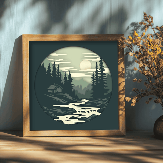 Cabin in Woods Multilayer Design, SVG Cut Files for Cricut  & Silhouette Projects