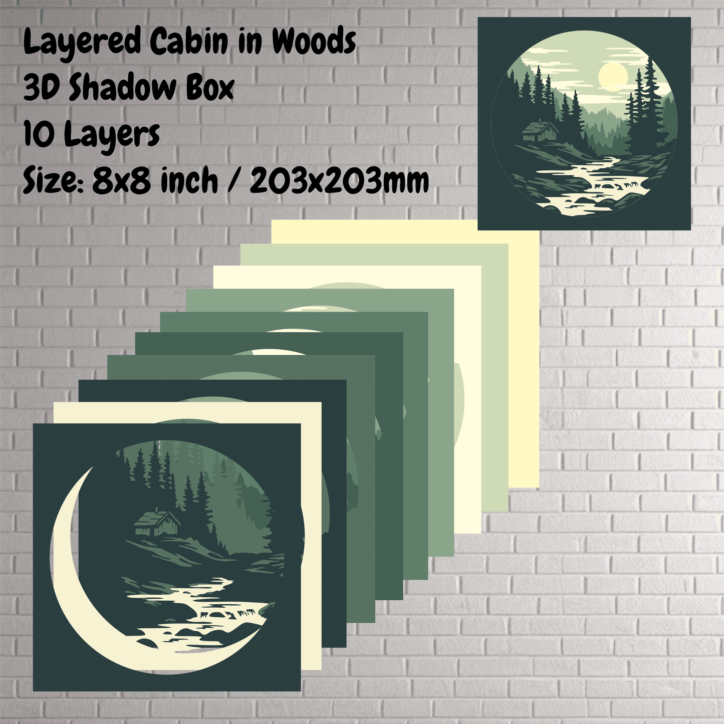 3D Cabin in Woods SVG, Shadow Box Template for DIY Crafts