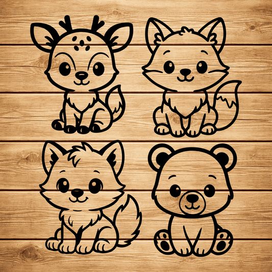 Kawaii baby animals SVG DXF for Cricut and xTool