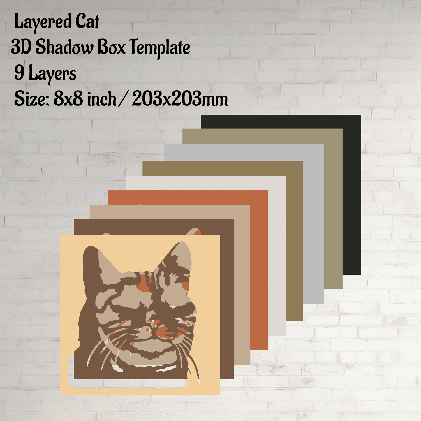 Multilayer Cat, Create unigue Home decor with our Layered cut files, Svg for Cricut, Silhouette, Cutting Machines, Laser, Glowforge - Download Now!