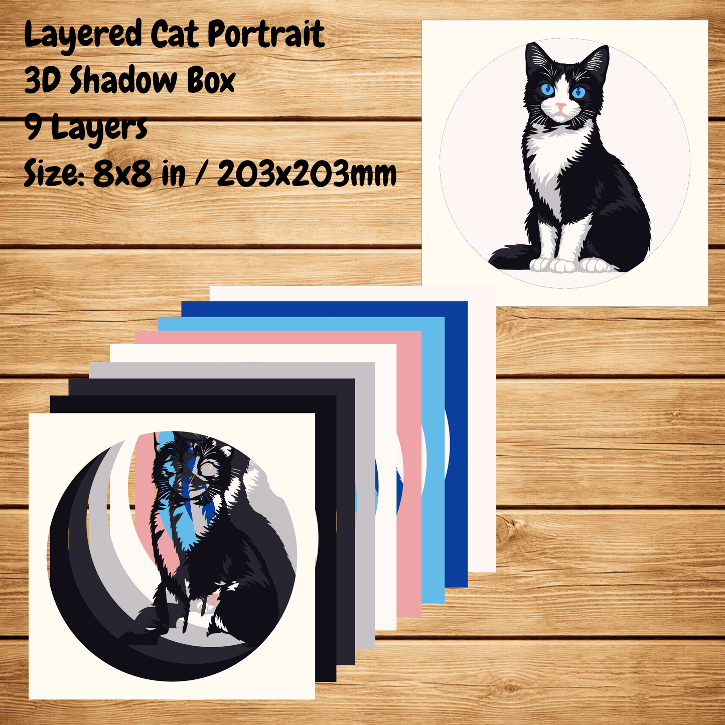 Layered cat papercraft SVG DXF EPS PDF for handmade gifts