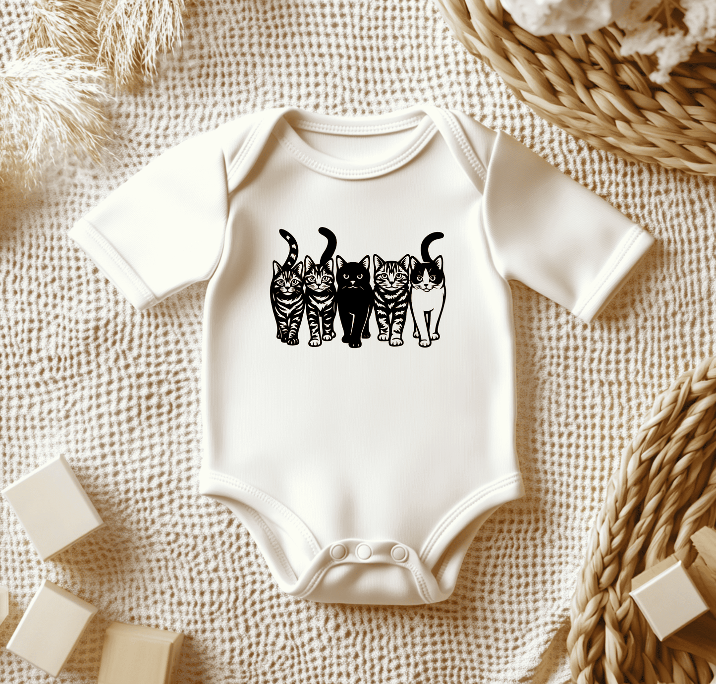 Modern cat group silhouette SVG DXF PNG