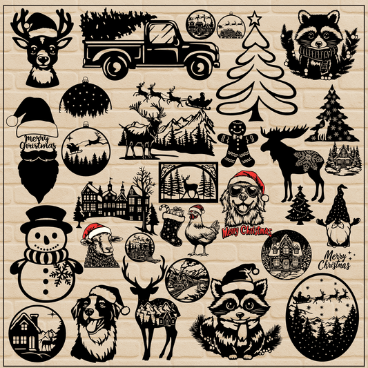Christmas clipart collection with winter animals and ornaments