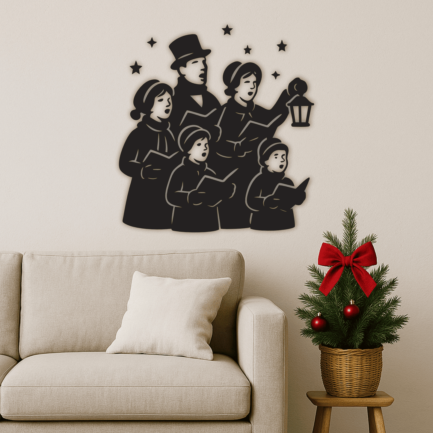 Carolers group vector EPS for festive wall art and crafts