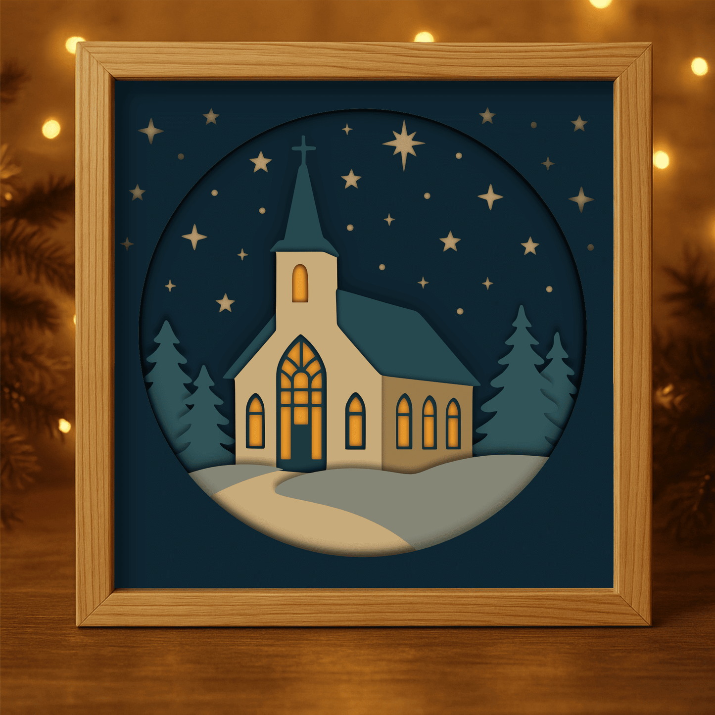 Layered Christmas shadow box design for Cricut and Glowforge