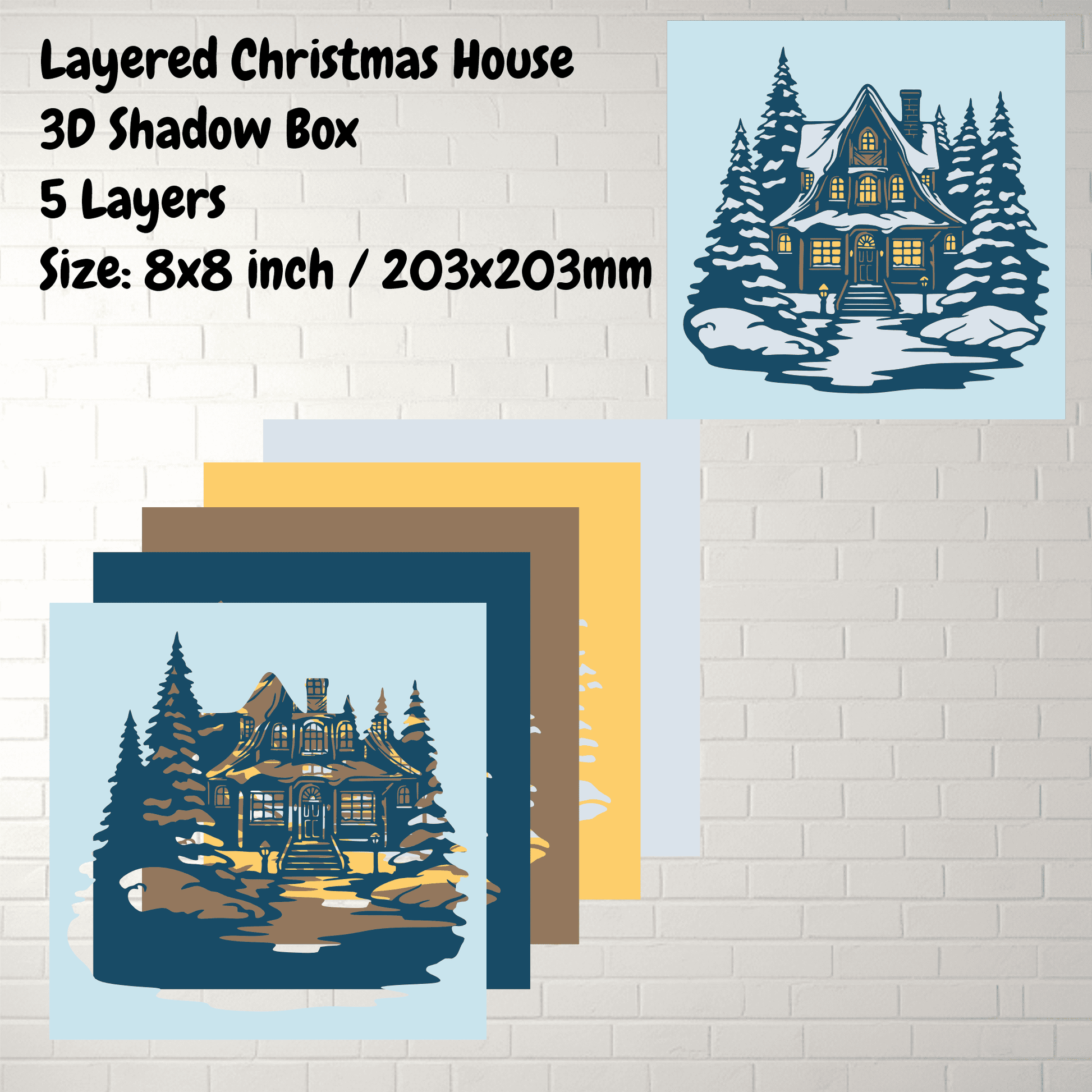 Festive 3D Christmas House, Cricut Craft SVG & Silhouette Files