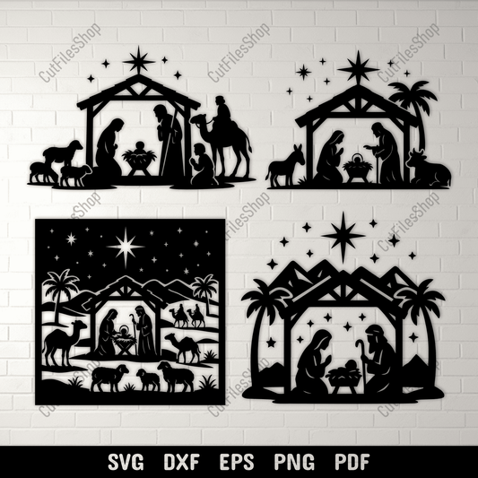 Nativity scene SVG DXF bundle for Cricut and Silhouette cutting