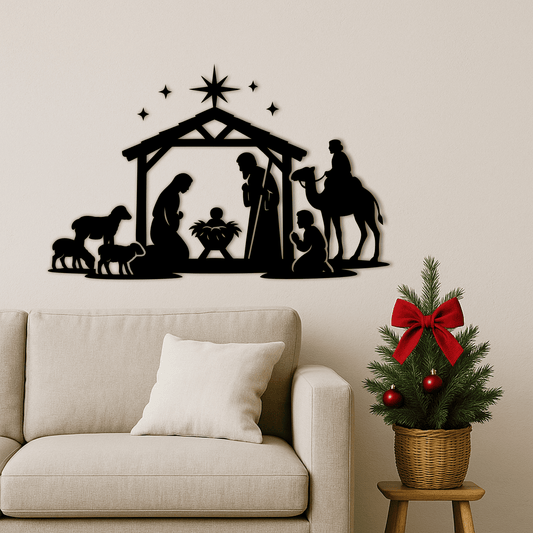 Christmas manger vector for Glowforge and CNC laser cutters