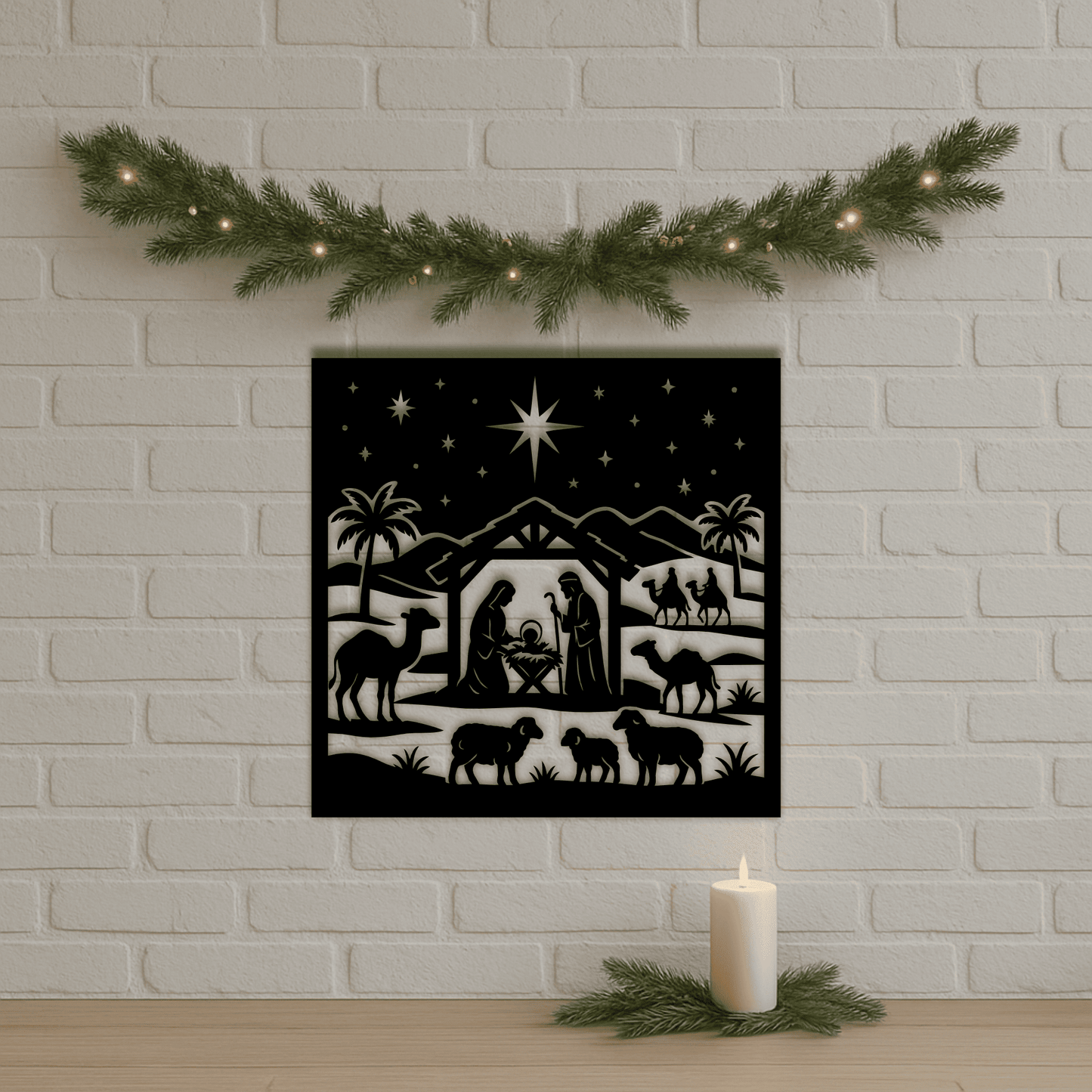 Holy night nativity DXF design for rustic Christmas décor