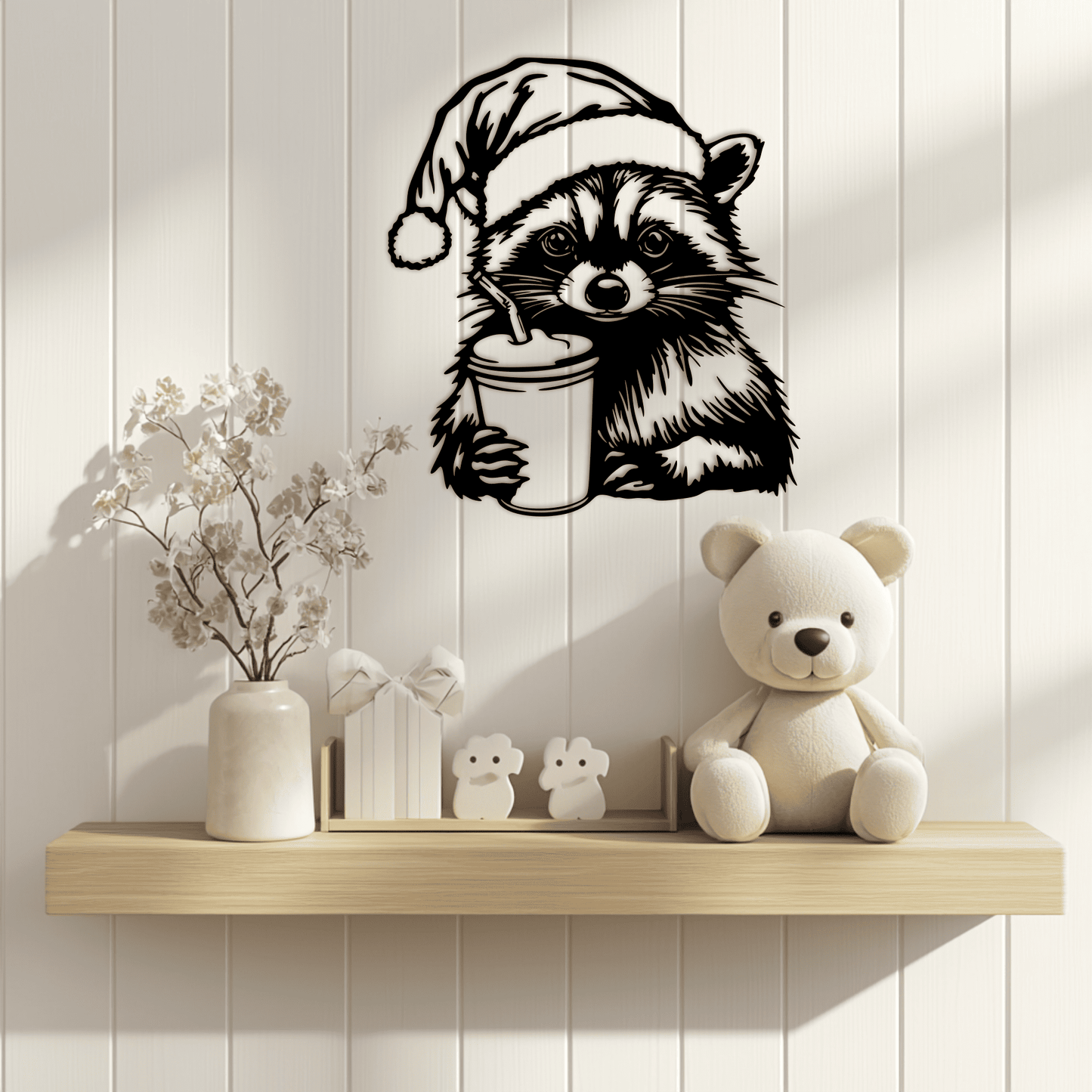 Christmas Raccoon SVG & Cutting Files, PNG for Sublimation, Cricut & Silhouette, DIY Christmas Gift, Crafts and Nursery Decor ideas