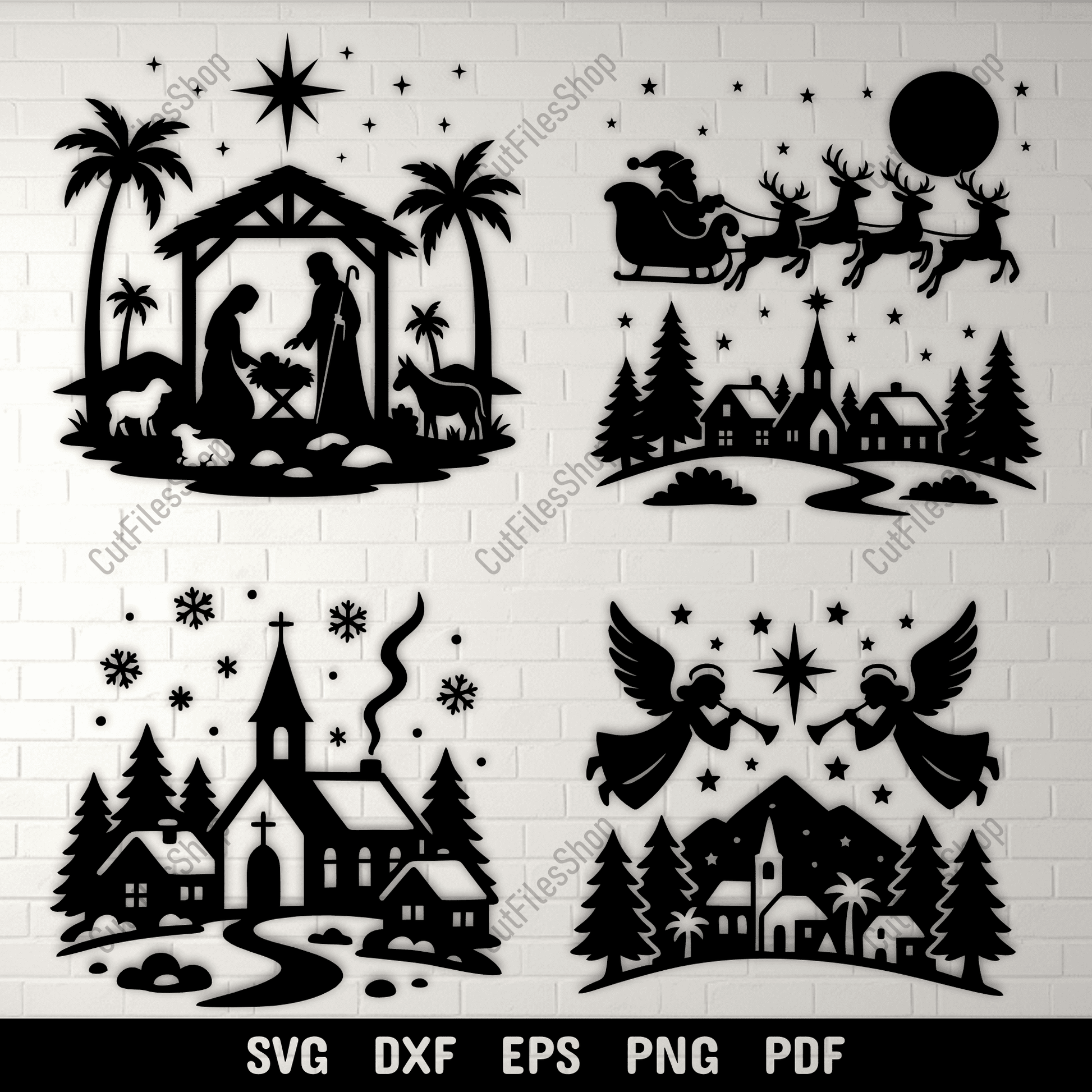 Christmas nativity SVG DXF PNG for laser cutting