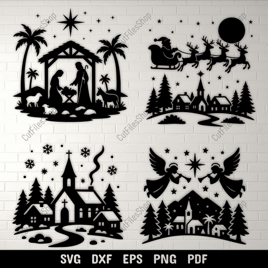 Christmas nativity SVG DXF PNG for laser cutting