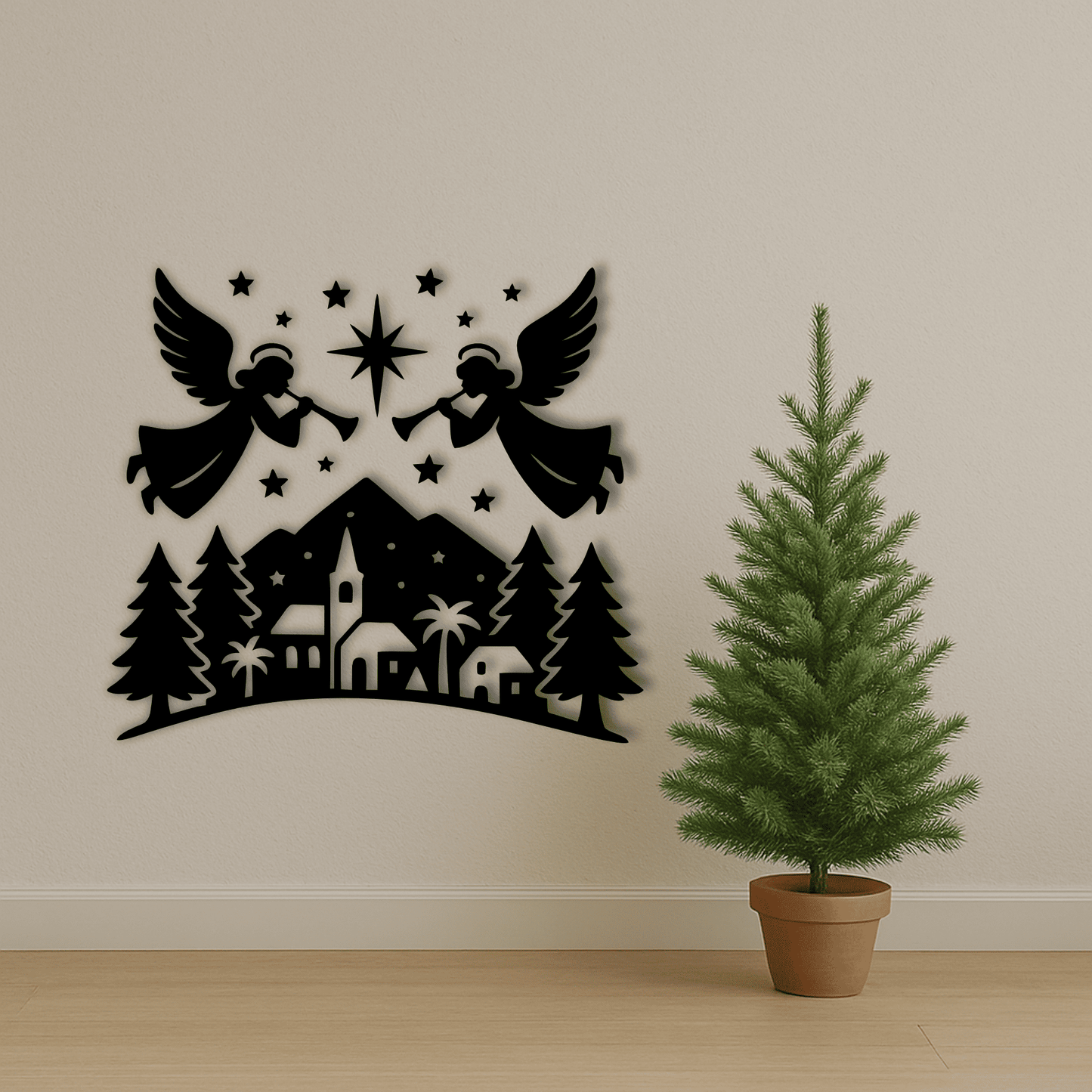 Angels Christmas laser engraving design