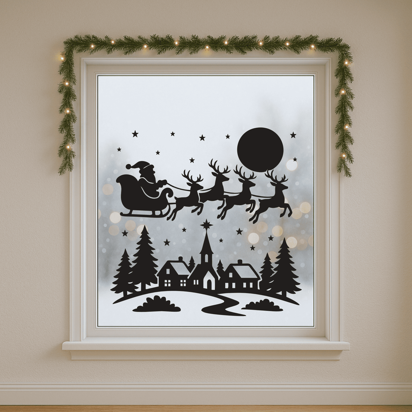 Santa sleigh and reindeer SVG for sublimation