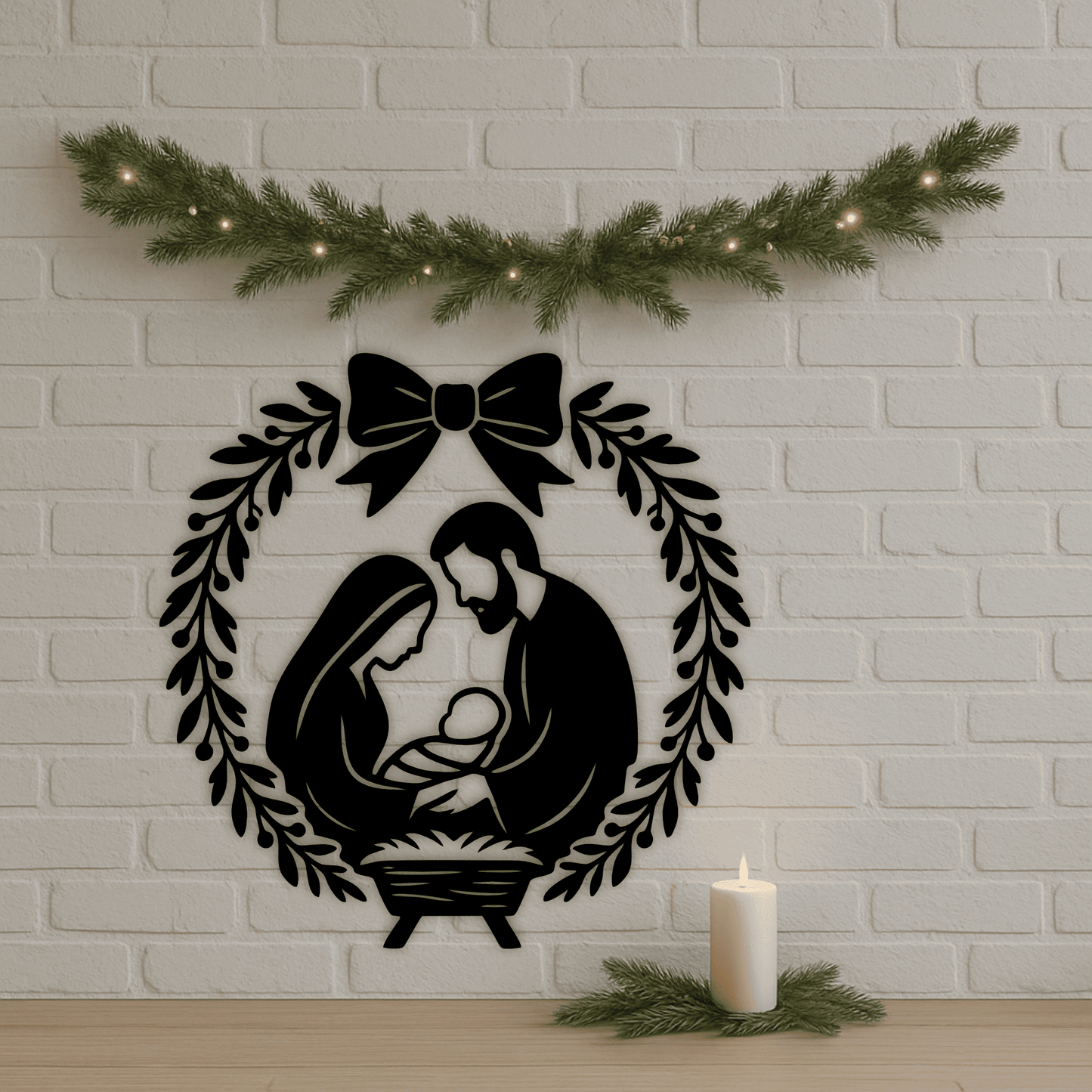 Nativity wreath SVG DXF PNG PDF EPS for holiday décor