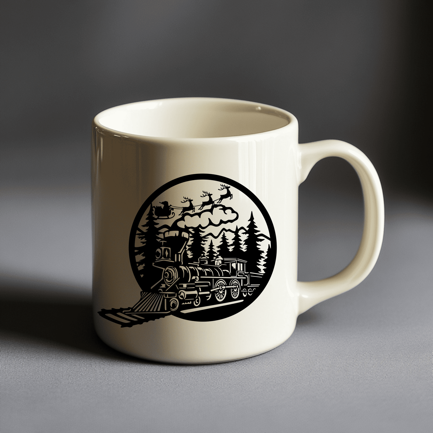 Polar Express Train SVG, Santa Sleigh Cutting Files for Cricut & Glowforge, DXF for Winter Scene CNC, Christmas Mug Design
