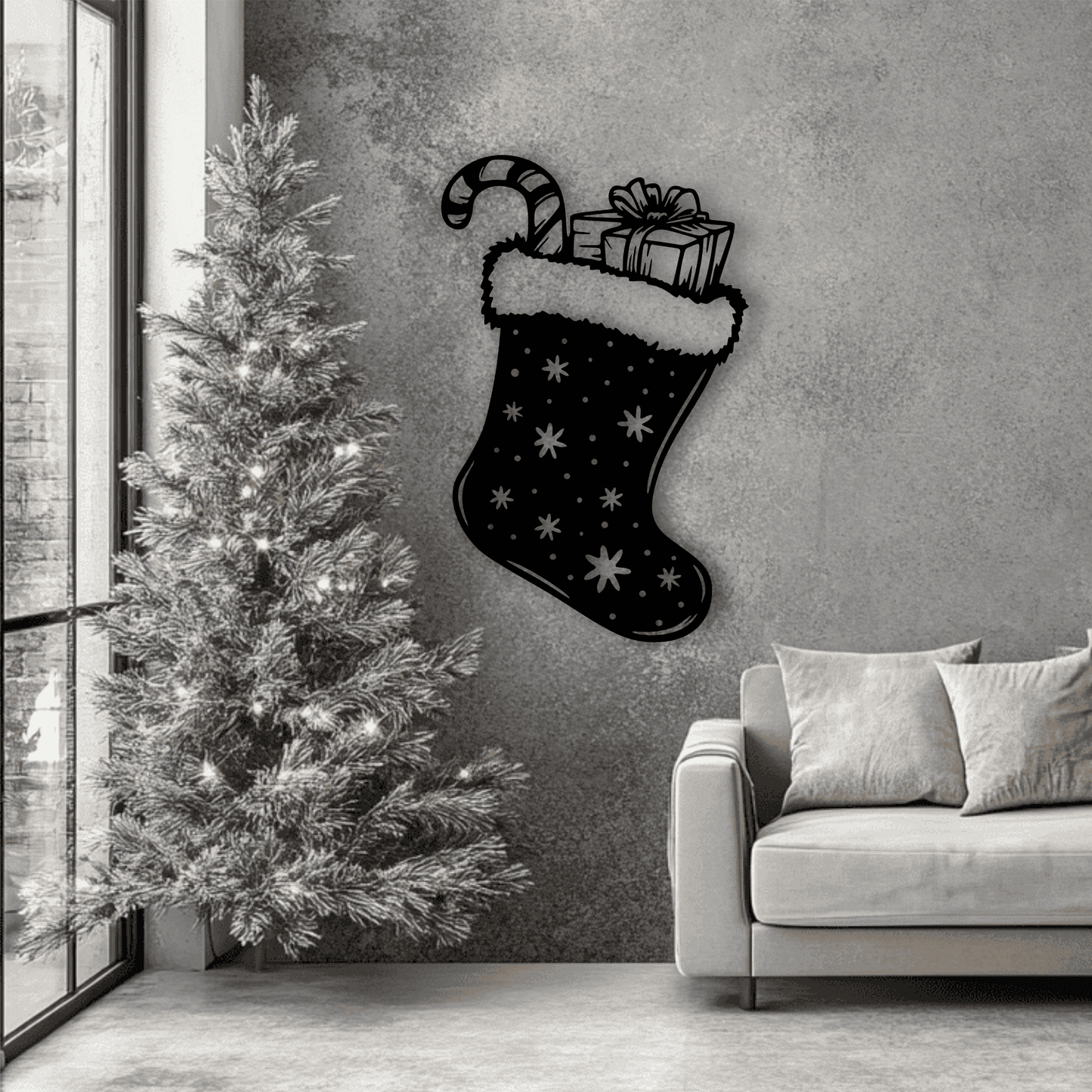 Christmas Stocking Vector Svg, Cut files for Cricut, Silhouette Project, Dxf for CNC, Sublimation Design, DIY Christmas Gift