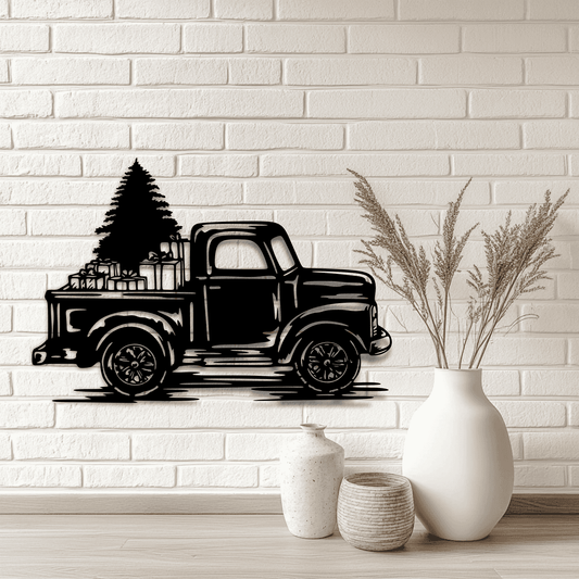 Christmas Truck SVG: Digital Cut Files for Cricut, Silhouette, and CNC, DIY Christmas Decor