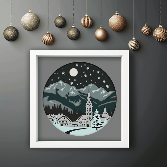 Christmas Village 3D Layered SVG, Shadow Box Template, Cricut Silhouette SVG, Laser Cut Vector, DIY Christmas Decor, Papercut Art