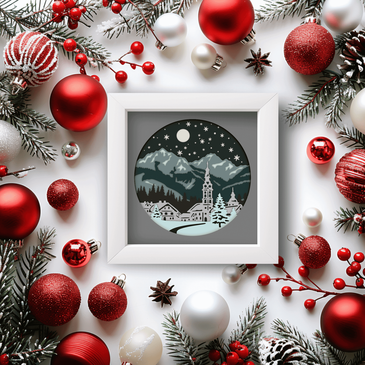 3d christmas decor DIY, Shadow Box Template Download, 3d Layered Christmas, New Year Decor DIY, Cutting files In Cut Files Shop