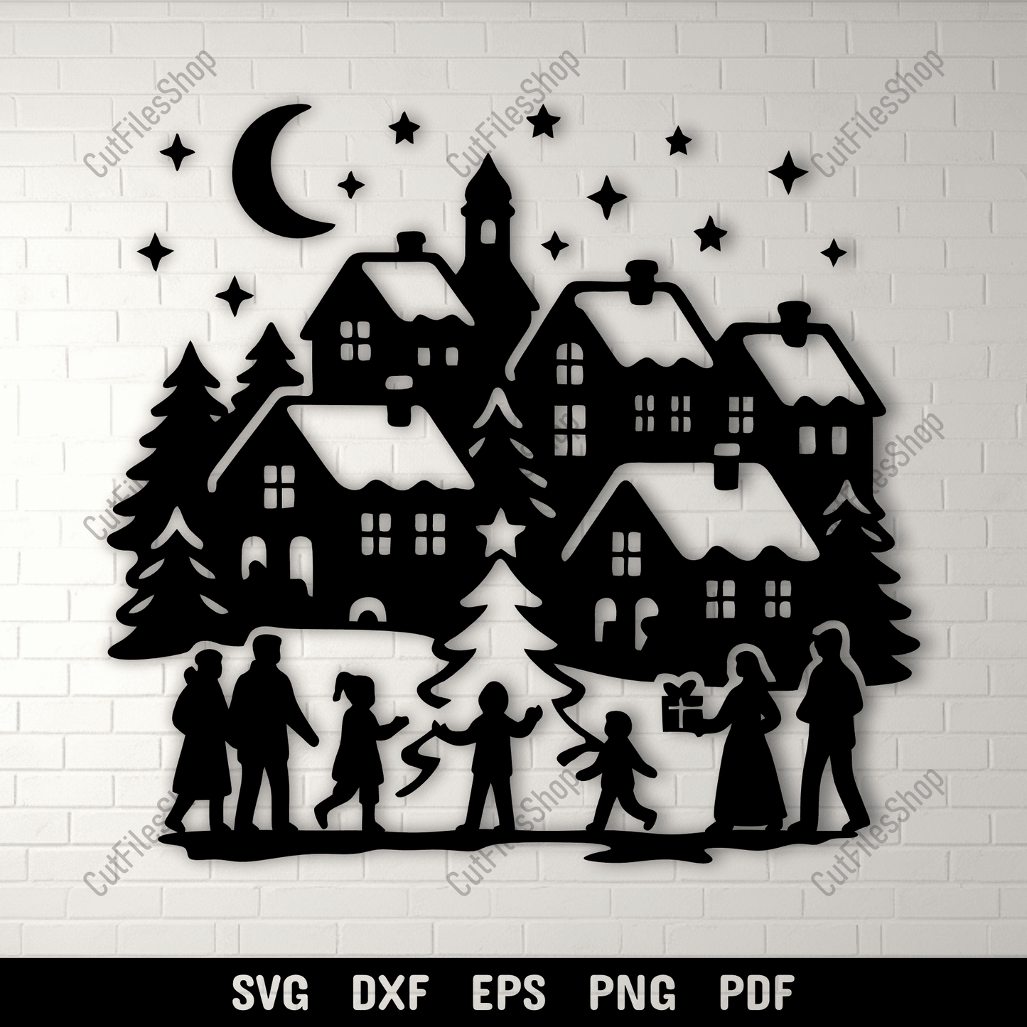 Christmas village SVG cutting file for Cricut and Silhouette