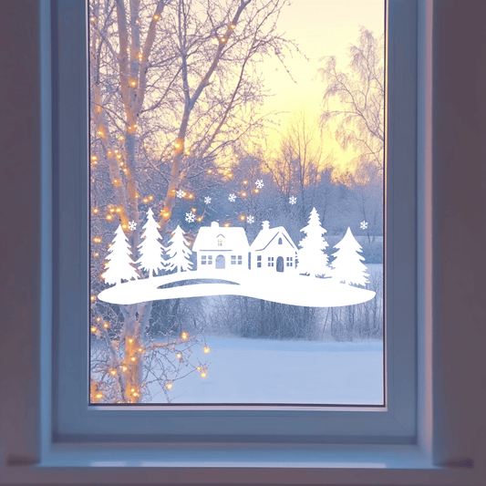 Christmas Village Cut Files: SVG for Cricut, DXF for CNC, Sublimation Art, Window Decal Svg