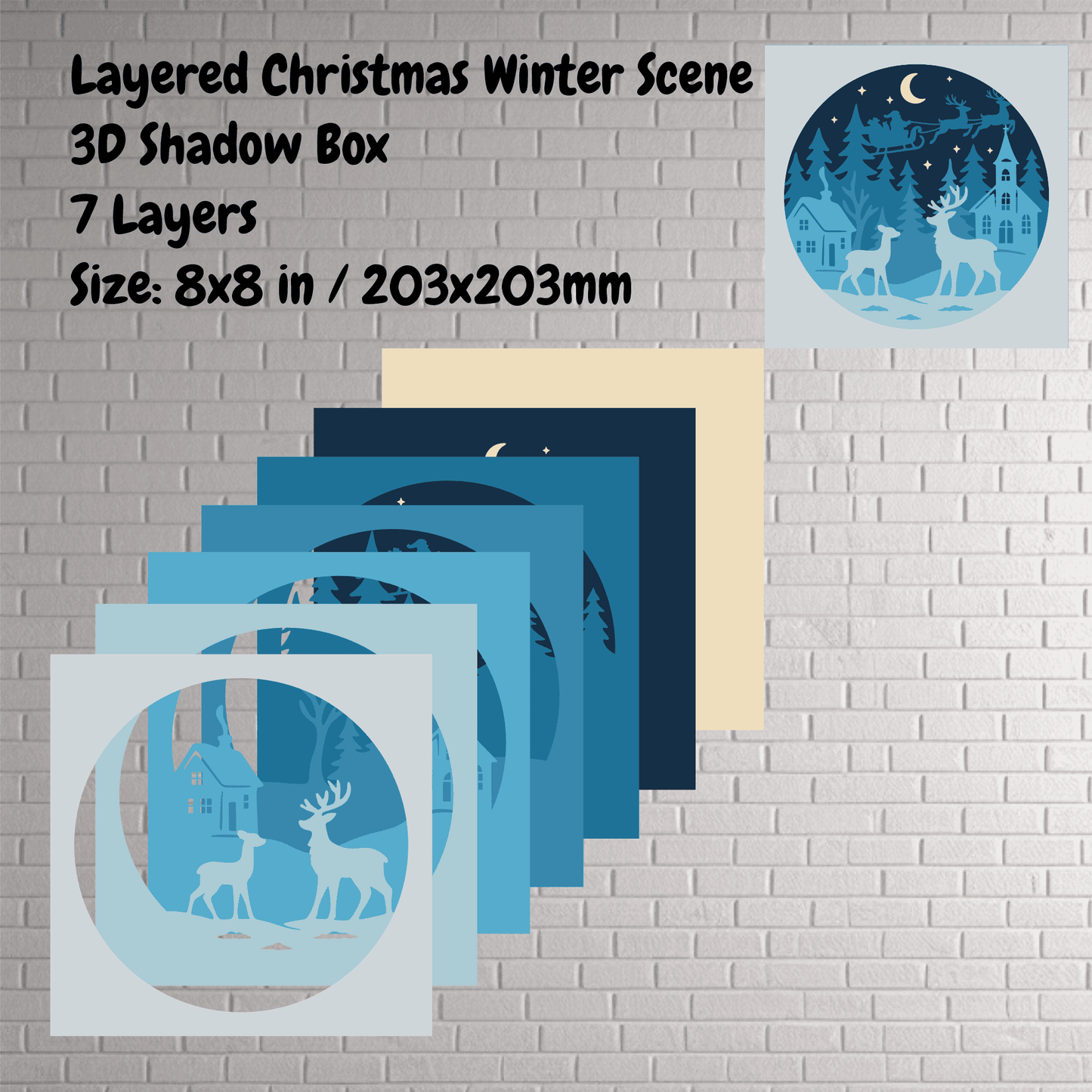 Layered Christmas papercraft SVG DXF EPS for Cricut and Glowforge