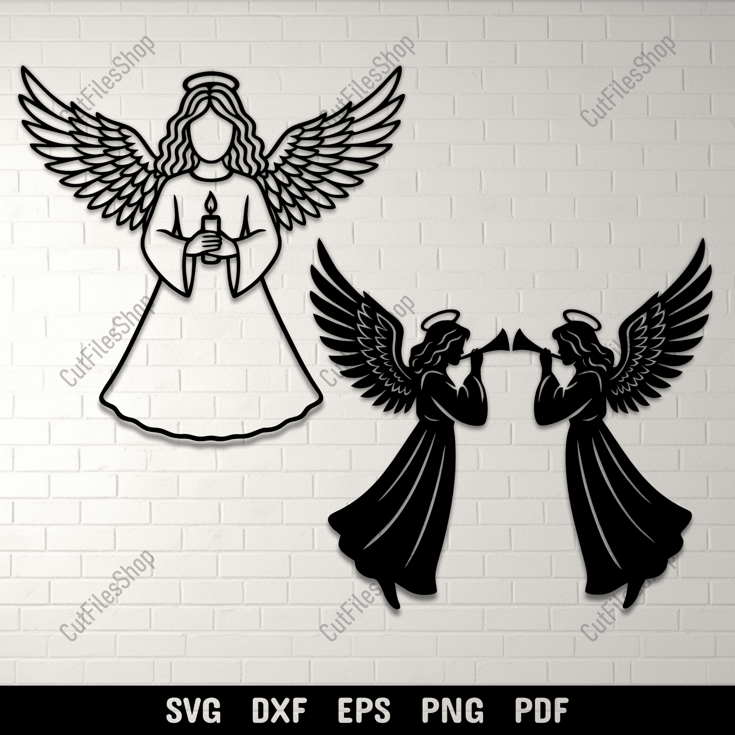Christmas angel SVG cutting file holding candle