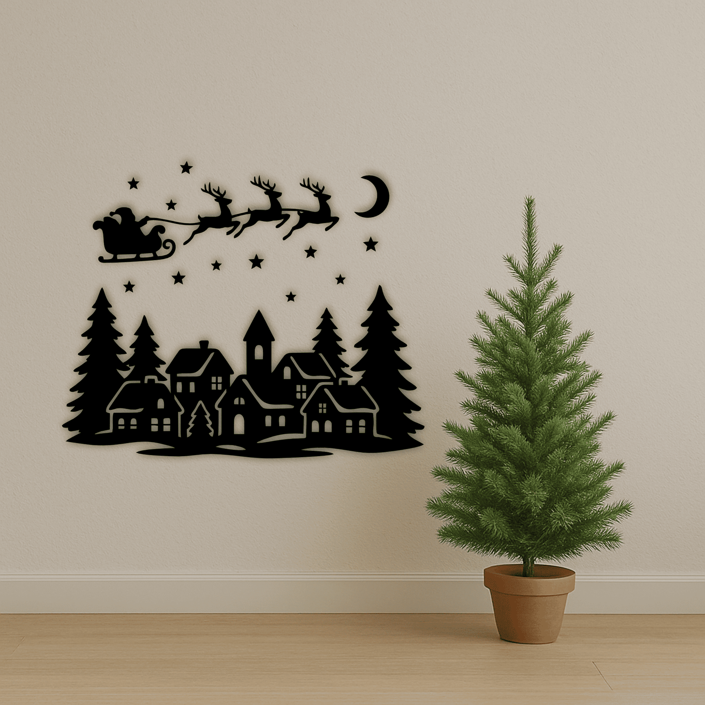 Winter forest with deer SVG