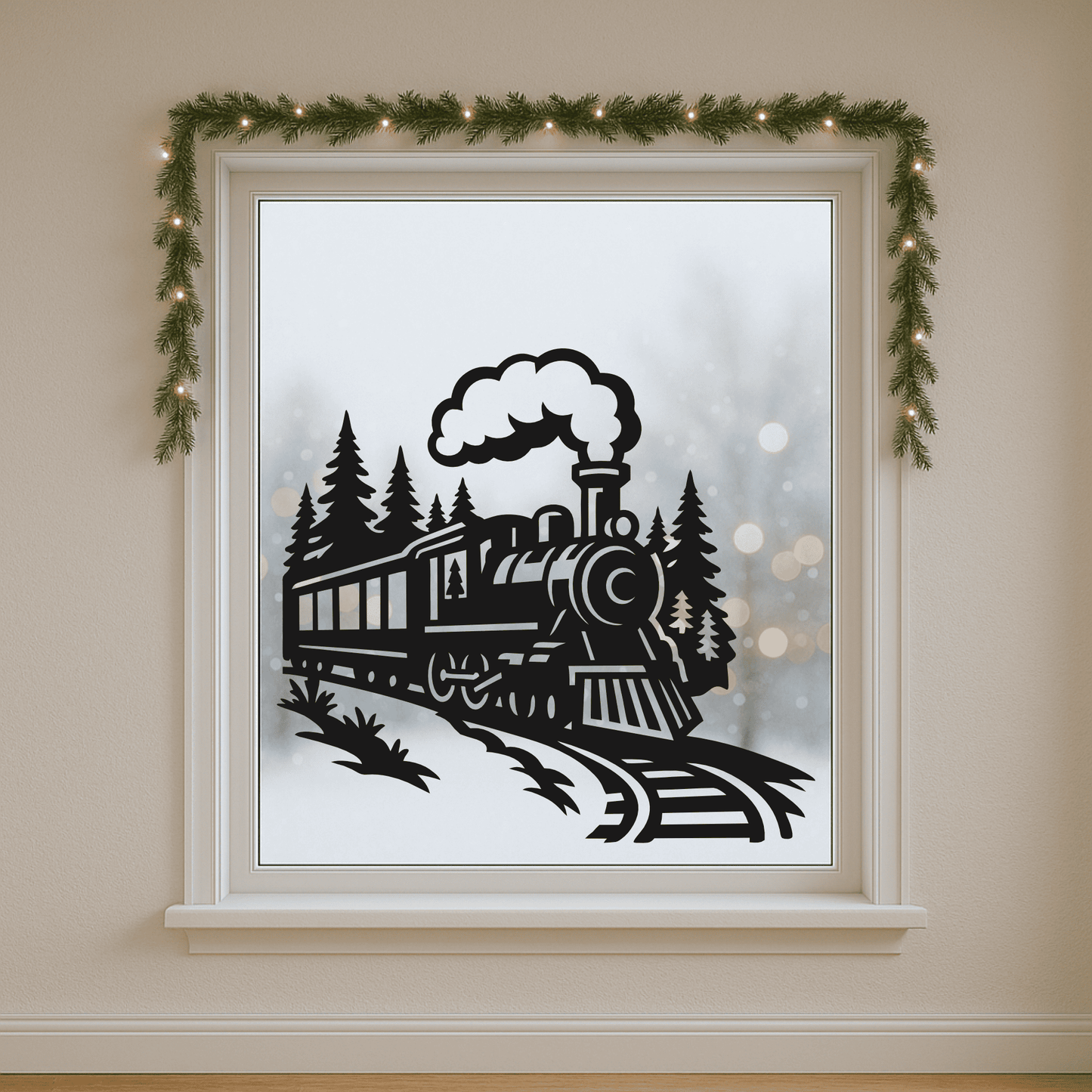 Christmas train scene SVG PNG for engraving and sublimation