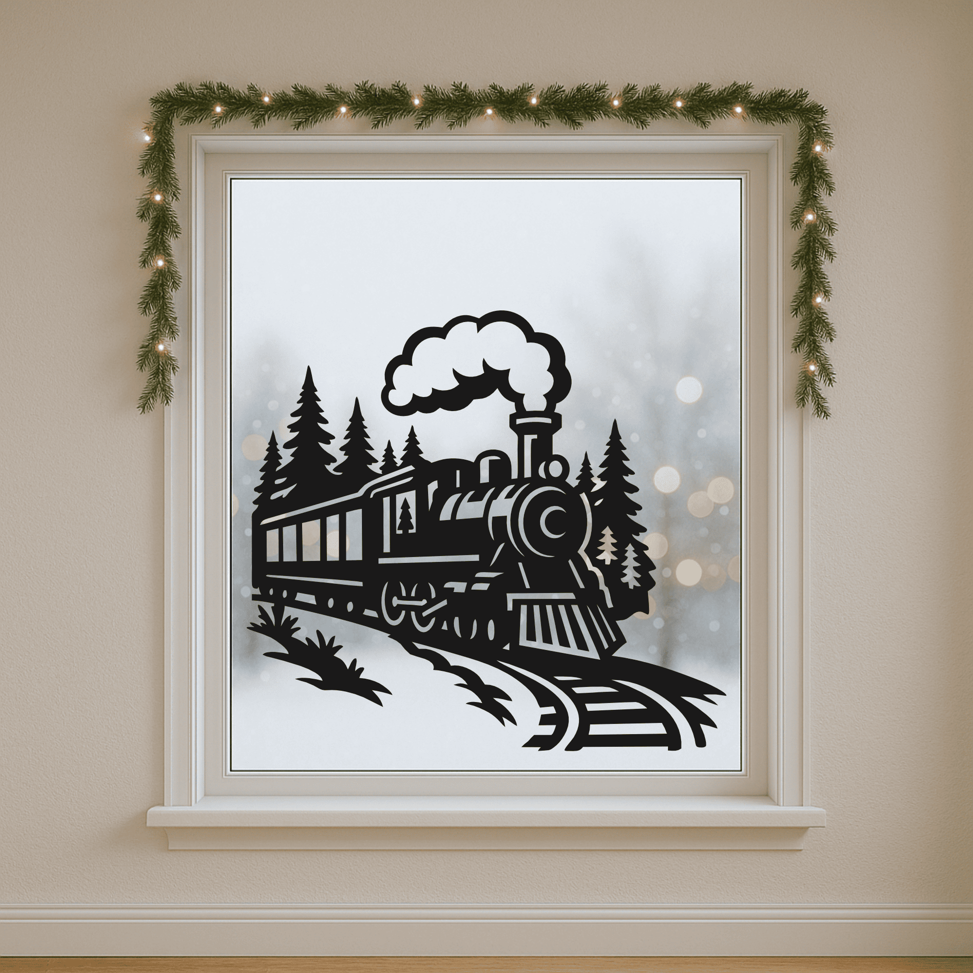 Christmas train scene SVG PNG for engraving and sublimation