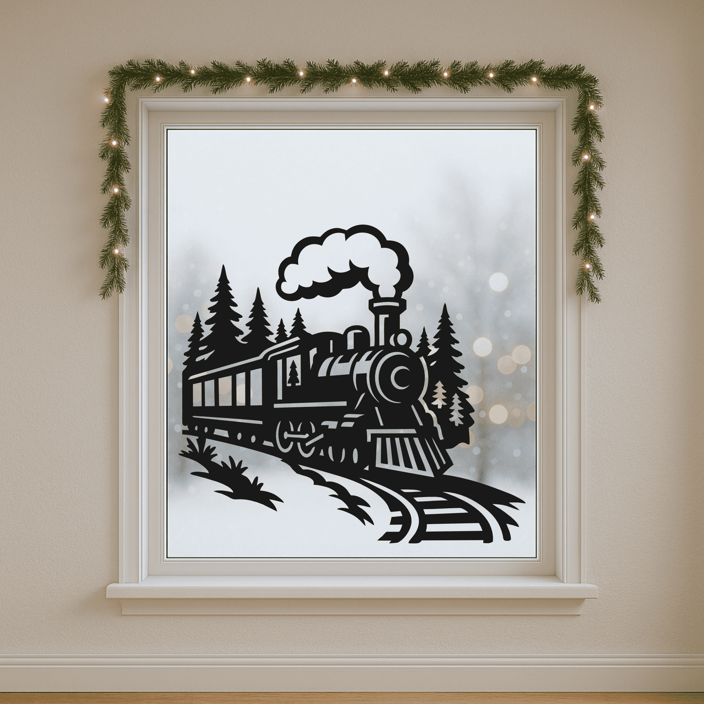 Christmas train scene SVG PNG for engraving and sublimation