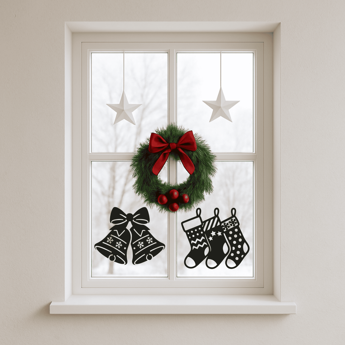 Stockings and bells holiday SVG cutting file