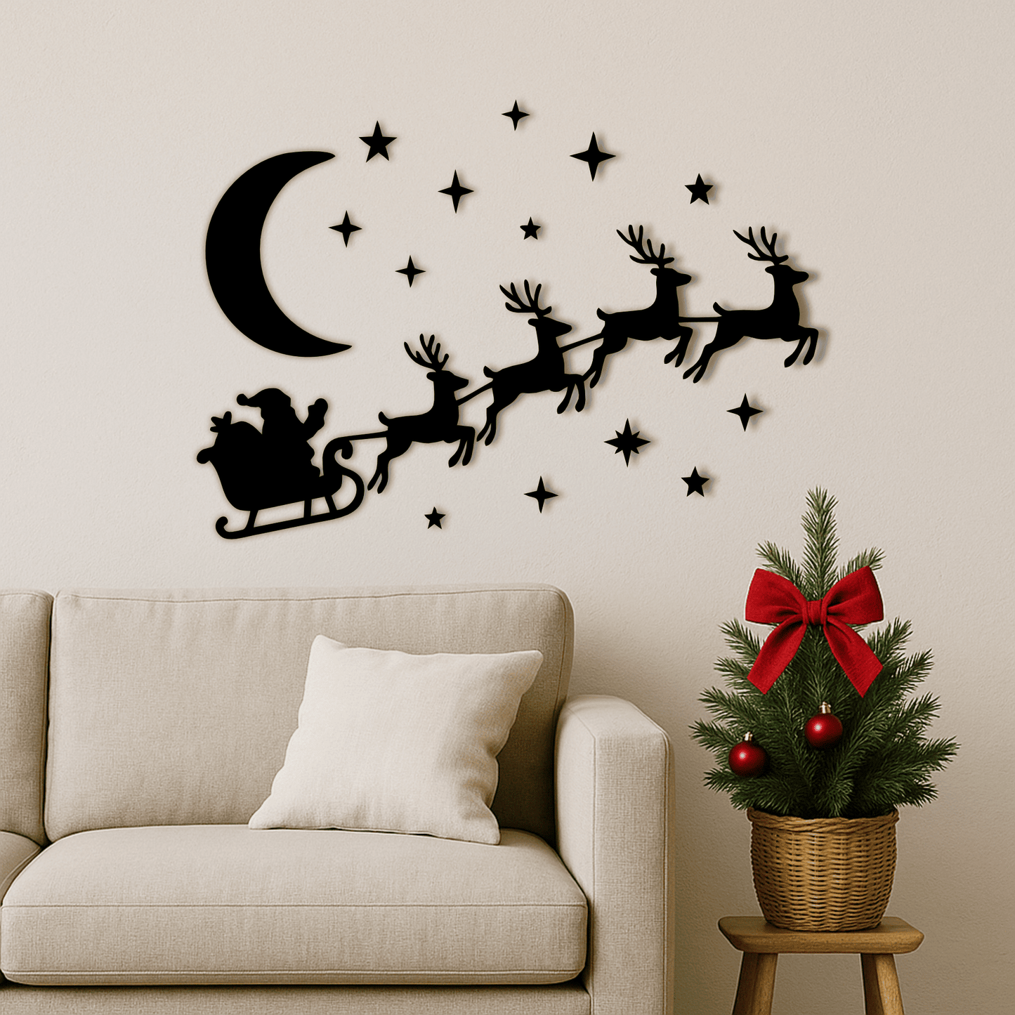 Reindeer under the moon vector for winter crafts